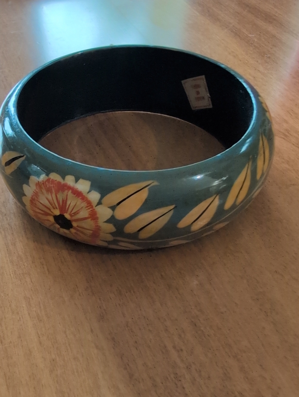 Hand-Painted Floral Wooden Bangle
